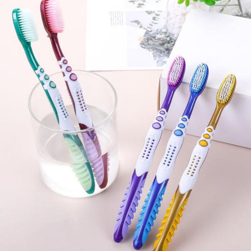 Manual Toothbrushes 5 Pack Medium Hard Bristles Non Slip Ergonomic Handle Perfect for Travel & Home Use