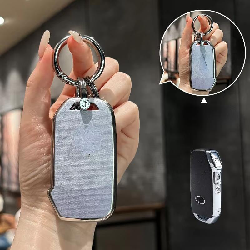 Suitable For Kia Tpu Key Cover Marble Pattern K3 Sportage R K5/K2Seltos Kx3 Car Key Full Package Protection Shell