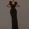 Women's Autumn Solid Color Cowl Neck Ruched Bodycon Dress