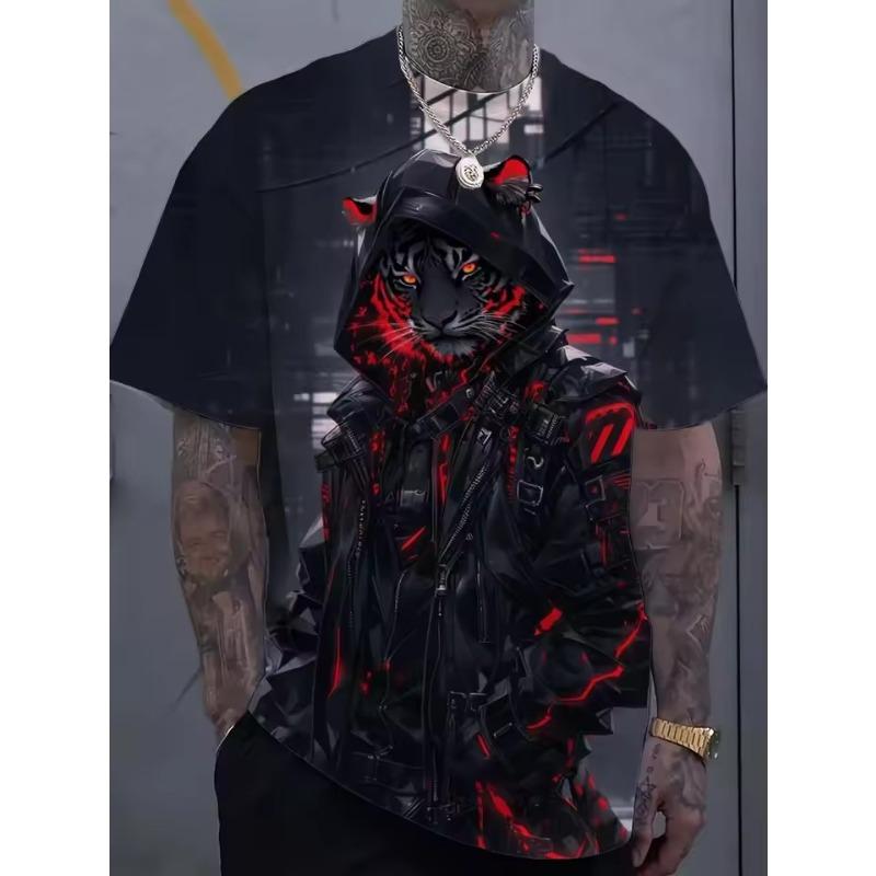 Fashion Men's T-Shirt 3D Cool Bear Print Short Sleeve T-Shirt Hip Hop Street Style Top Summer Men's Loose Outdoor Casual Clothes