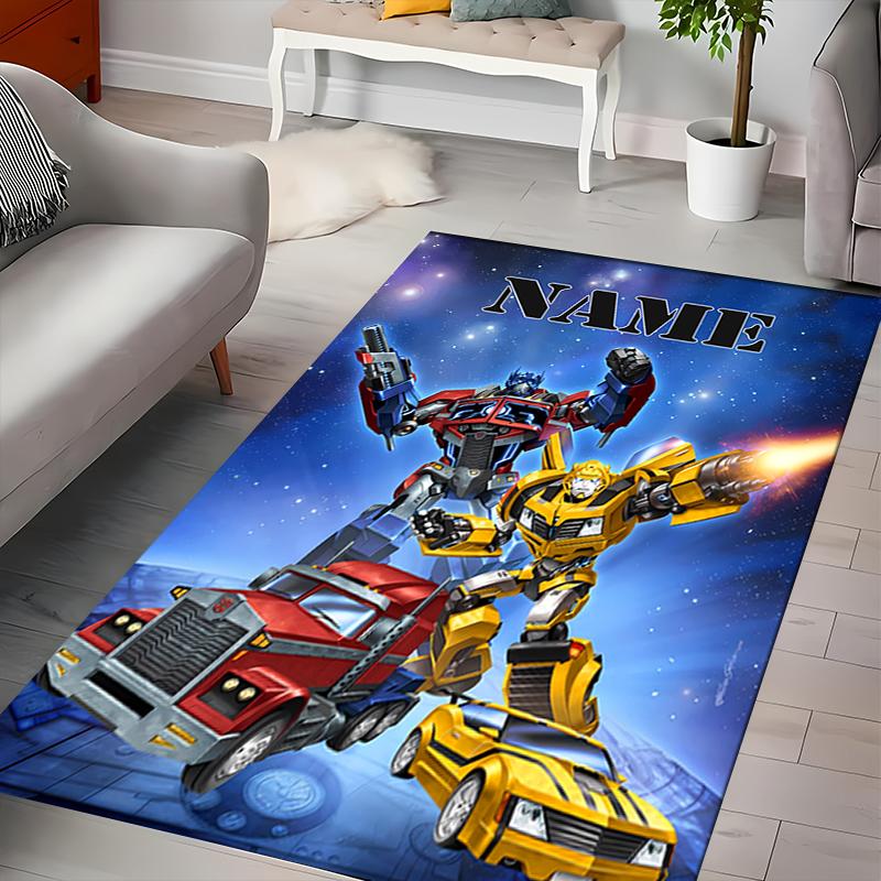 Custom Personalization Optimus Prime & Bumblebee Area Rug - Perfect For Kitchen, Bathroom,Laundry Room Decor Large Size Available,Gift All Seasons