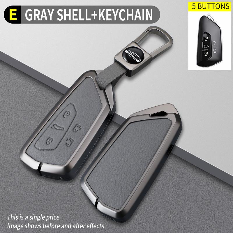 Car Key Case Cover For VW Volkswagen Golf 8 ID.3 ID.4 Skoda Octavia A8 MK4 MK8 GTI R Zinc Alloy Leather Protect Shell