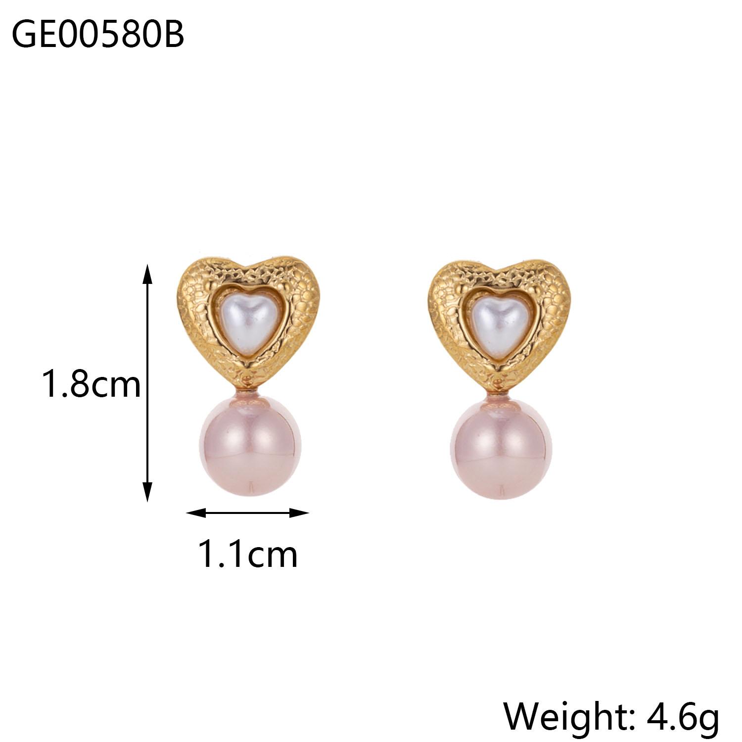 

CARLIDANA Vintage Lovely Stainless Steel Gold Plated With Love Heart-shaped No Fade Colored Pearl Pearls Earrings for Women