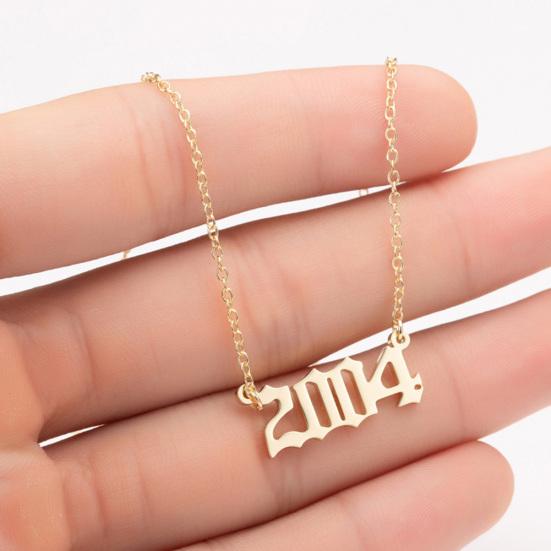 1980-2019 Doğum Yılı Numarası Charm Kolye Paslanmaz Çelik Zincir Kolye Takı