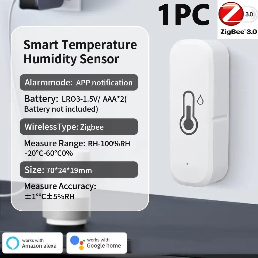 ZigBee 3.0 Smart Temperature Humidity Sensor Smart Home Indoor Hygrometer Support Tuya APP Monitor Alexa Home Assistant ZIGBEE3.0 1PCS