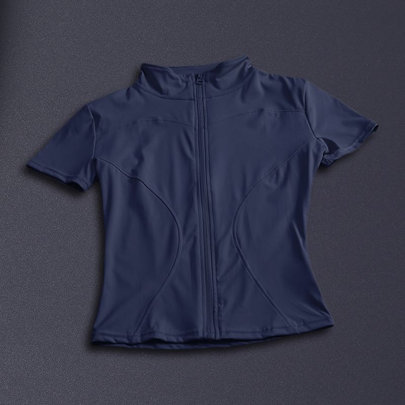Dámské oblečení Léto Nový přírůstek Slim Fit Tričko Sportovní Krátký rukáv Bunda na zip Profesionální Běh Pilates Fitness Oblečení