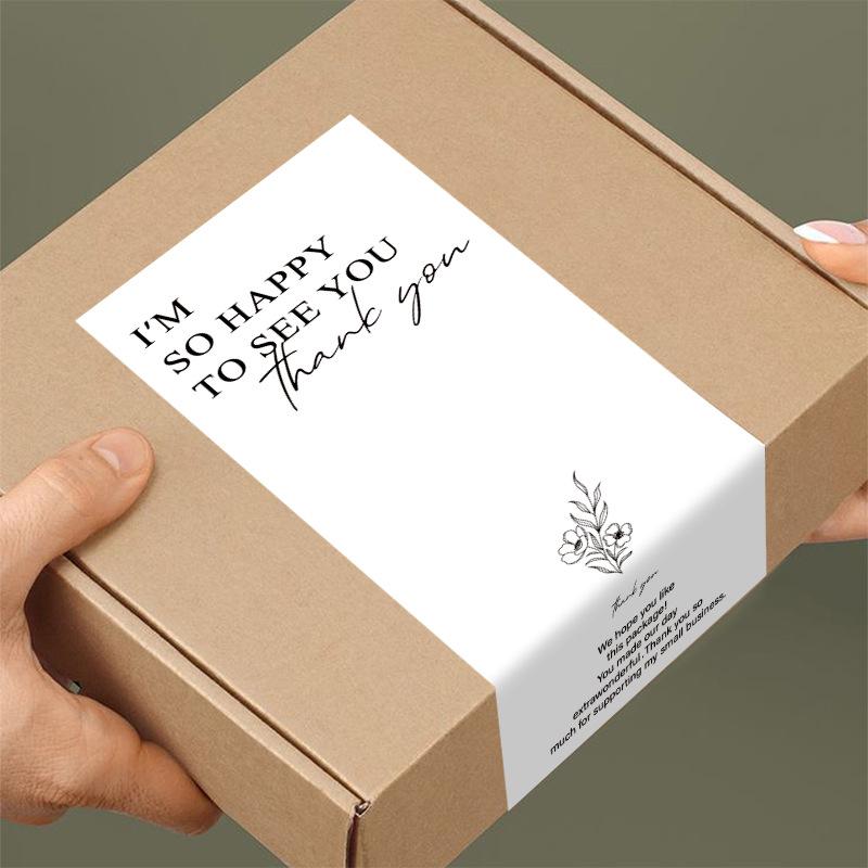 50 Blatt/Packung, Schlichte florale Dankesaufkleber, Rechteckig, Verschlussaufkleber, Geschenkverpackung, Dekorative Aufkleber, Verschlussaufkleber