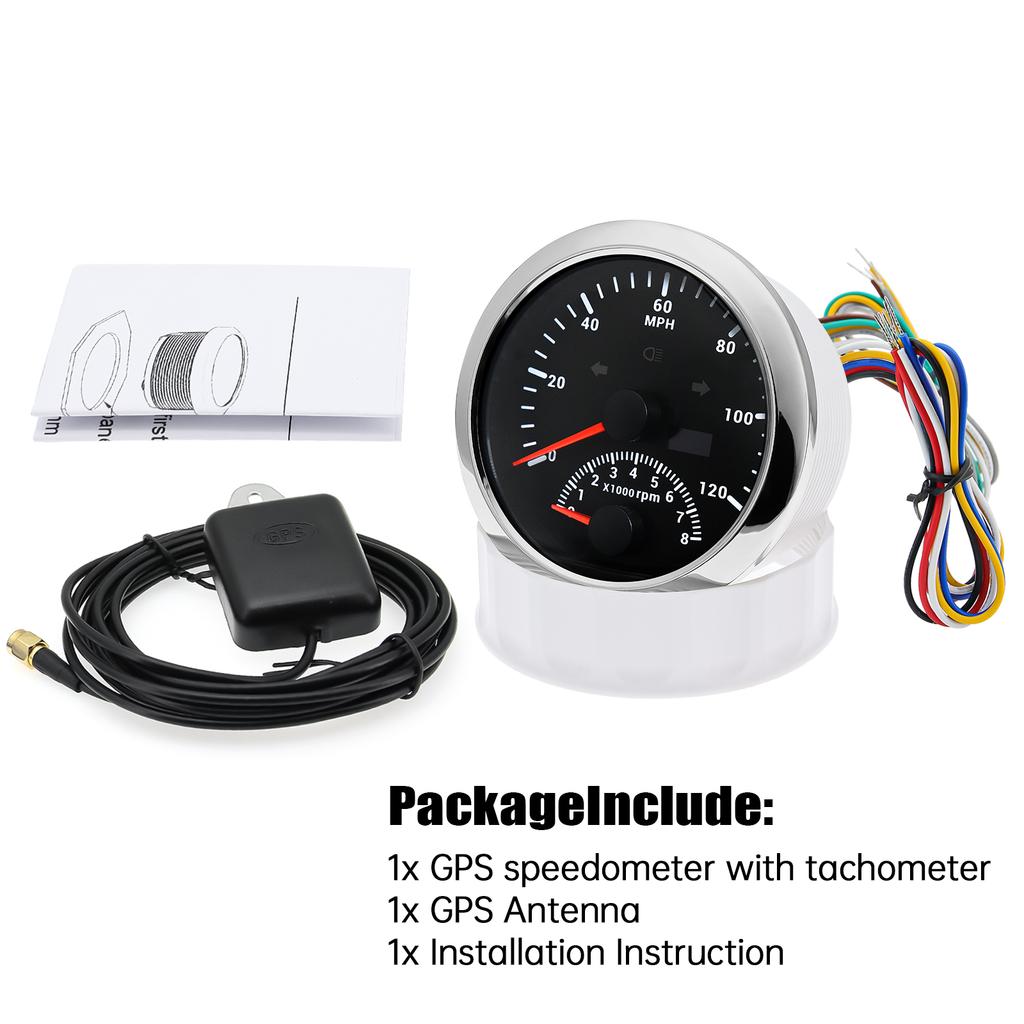 85mm Digital GPS Speedometer Tachometer With Red Backlight For Car Truck Marine Boat Speed Meter Gauge With Turn Signal 12V 24V