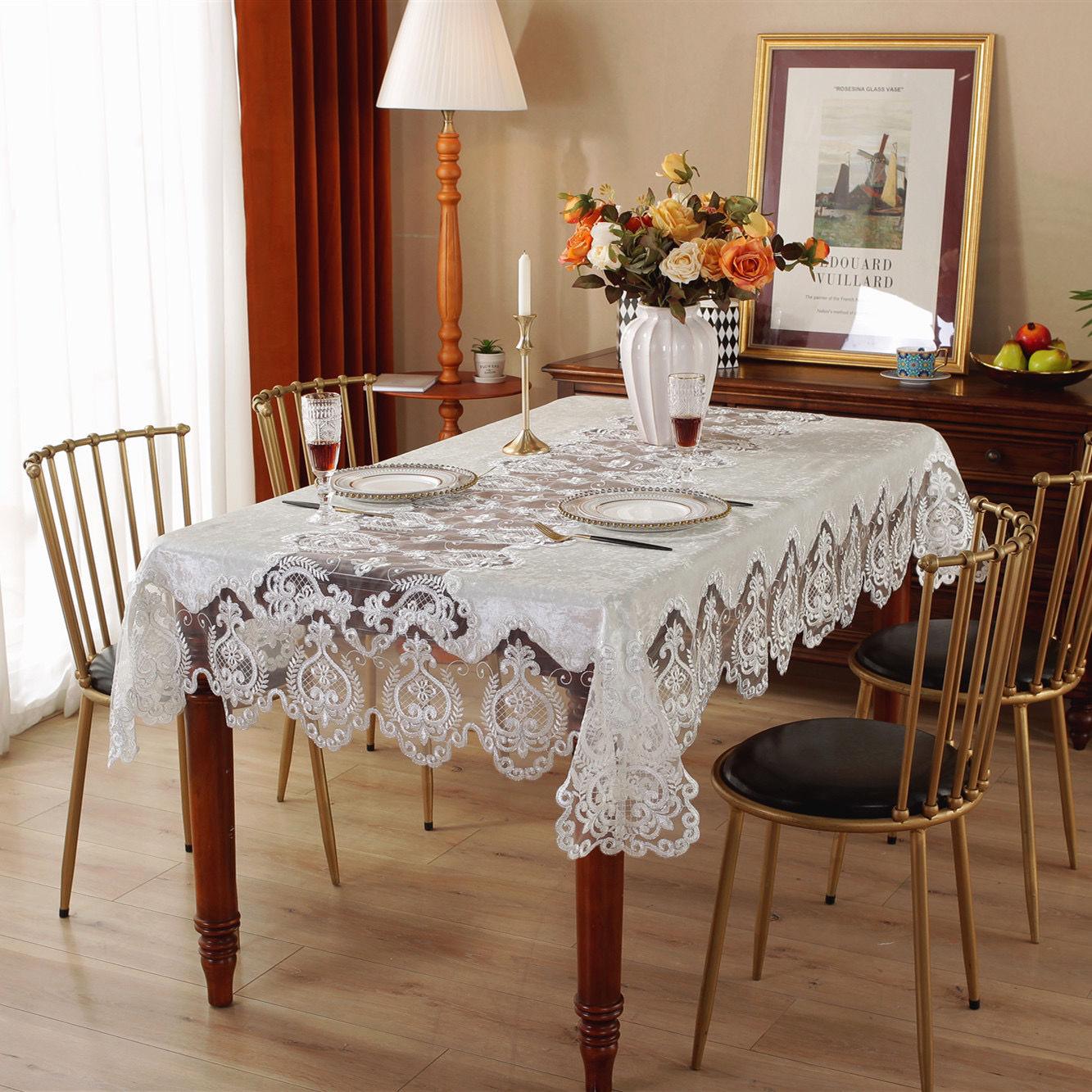

Европейская легкая роскошь Высококачественная скатерть Прямоугольная накидка на кофейный столик Простая современная кружевная скатерть Скатерть для обеденного стола Чехол для стула Подушка для стула 150*250CM