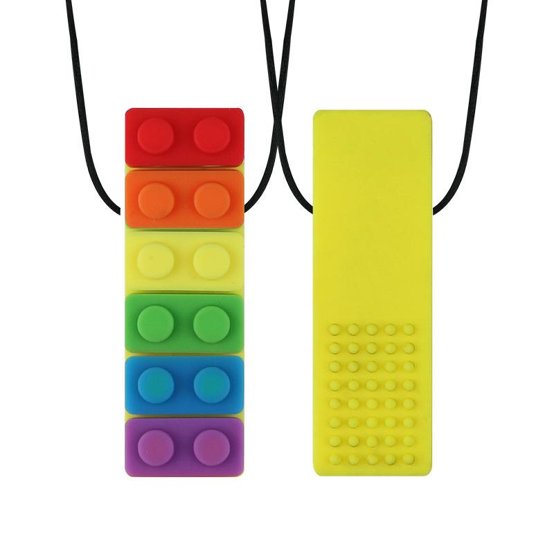 Baby Silikon Beißring: Regenbogen-Bausteine & Kauspielanhänger