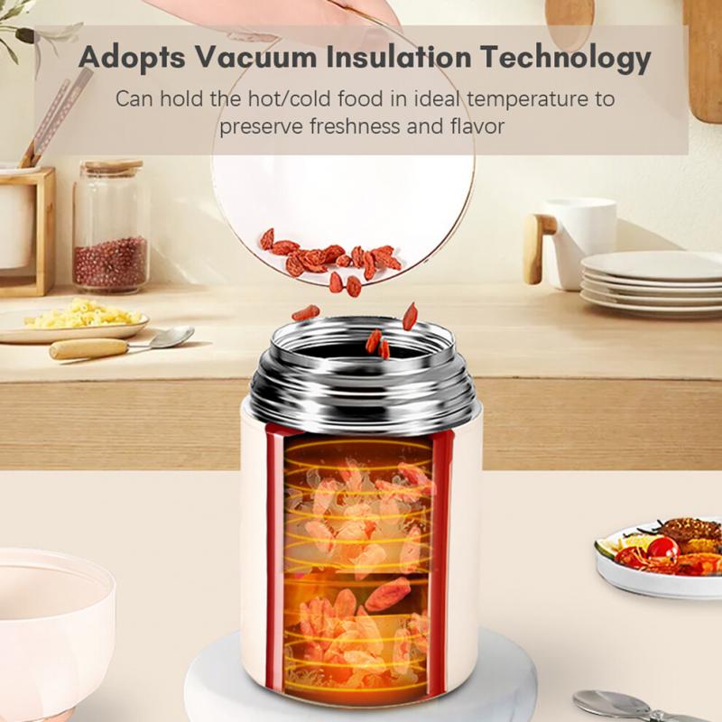 Großvolumiger Baby-Nahrungskrug Edelstahl Vakuumisoliert Kinder-Nahrungskrug für heiße oder kalte Speisen Auslaufsicher Kinder Thermoskanne, 1050ml Deckel