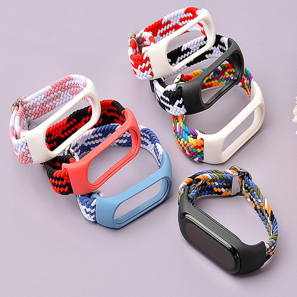 Bracelet for Mi band 10 8 7 6 Strap Elastic adjustable Nylon Braided Miband4 miband 5 correa Wristband for xiaomi Mi band 3 7 9