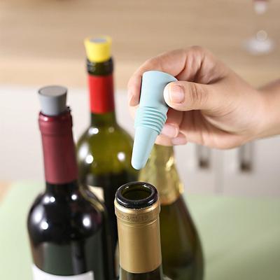 1/4 Pcs Bottle Cork Silicone Great Seal Leakproof Screw Texture No Odor Resuable Elastic Universal Fresh-keeping Champagne Wine Beer Bottole Stoppers
