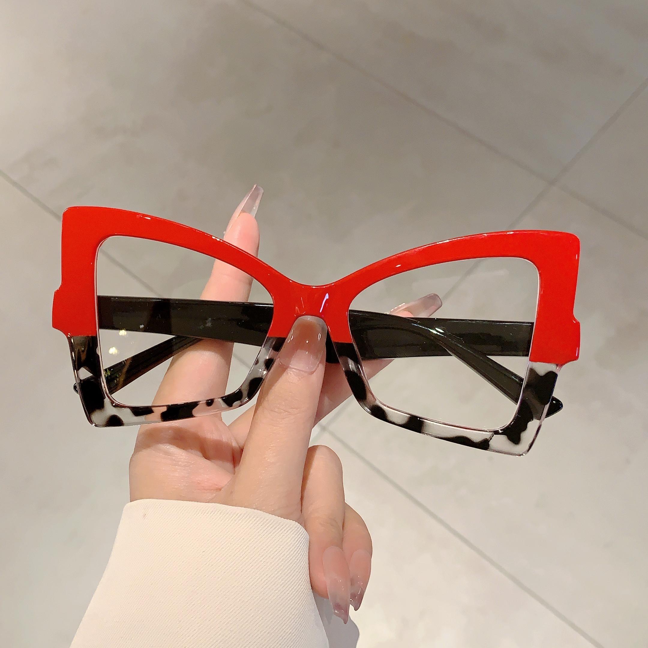 KAMMPT Oversize Vintage Glasses Frames Women Fashion Brand Design Butterfly Shape Eyeglasses Trendy New Non-prescription Eyewear