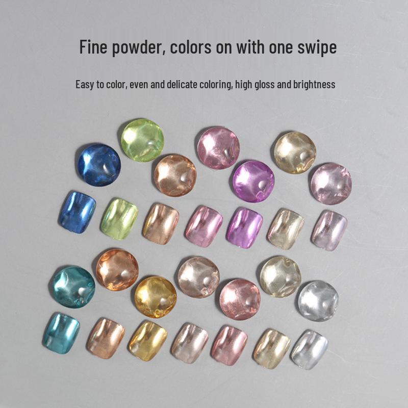 Solid Magic Mirror Powder: 6-Color Nail Salon Bright Eyeshadow Palette - Mermaid Fairy Aurora Outlining Powder