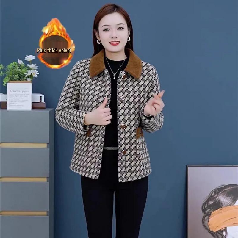 

Women s Slim Wool Coat with Fleece, Thickened for 2026 Autumn/Winter - Stylish Fit for Petite Frames 4XL бежевый