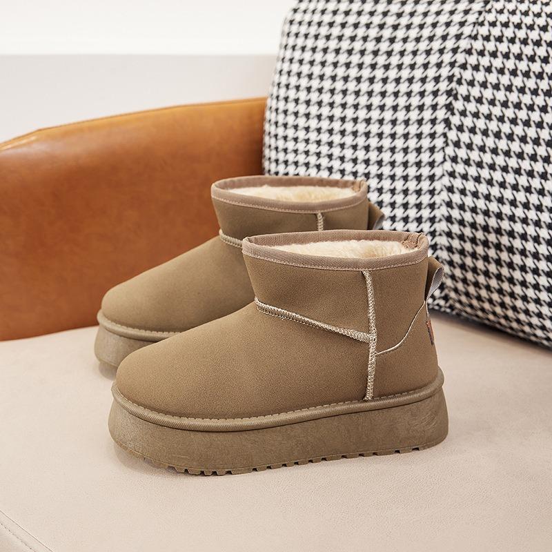 

зимние женские ботинки на толстой подошве с увеличением высоты, утепленные бархатом, теплые хлопковые ботинки, нескользящие, с коротким голенищем, ботинки женские на одной педали 41 малиновый