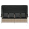 Vidaxl Sun Lounger with Canopy and Cushions, Light Gray, Poly Rattan