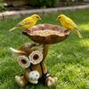Owl Statue Bird Feeder Resin Decorative Bird Feeder Outdoor Cute Owl Bird Feeder for Garden Balcony Yard Front Porch Decoration