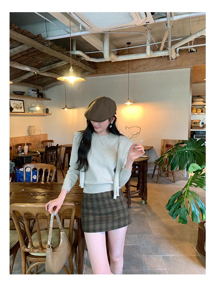 Women's Two-Piece Set: Korean-Style Navy Collar Shawl & Knit Sweater for Autumn/Winter