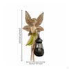 Fairy Wall Sculpture SolarPowered Statue with Lantern Outdoor Ornament for Gardeners,