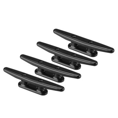 PATIKIL 4pcs 152 Mm Nylon Boat Dock Cleats Kayak Small Rope Tie Cleats for Dock Marine Deck Boat Canoe Kayak Decoration Black