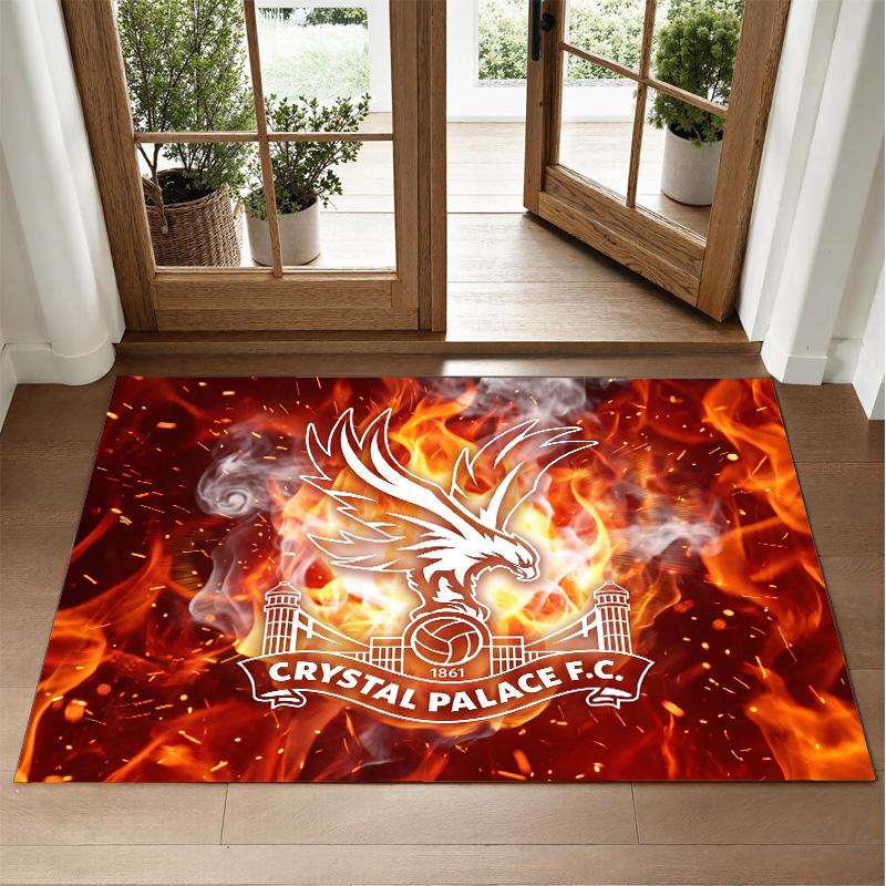 Crystal Palace Football Design Crystal Velvet Rug Soft Decorative Mat for Bedroom Entrance