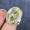 Golden Rutile Gemstone Handmade 925 Sterling Silver Jewelry Ring Size 10 p1V83