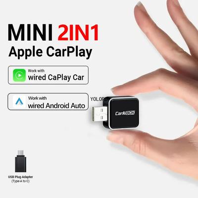New Wireless Android Auto CarPlay Small Adapter 2in1 AI Box Car Wired To Wireless USB Dongle for VW Hyundai Toyota Honda