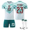 World Cup Portugal Away Football Jersey No. 7 Short-Sleeved Jersey Set Green Shorts