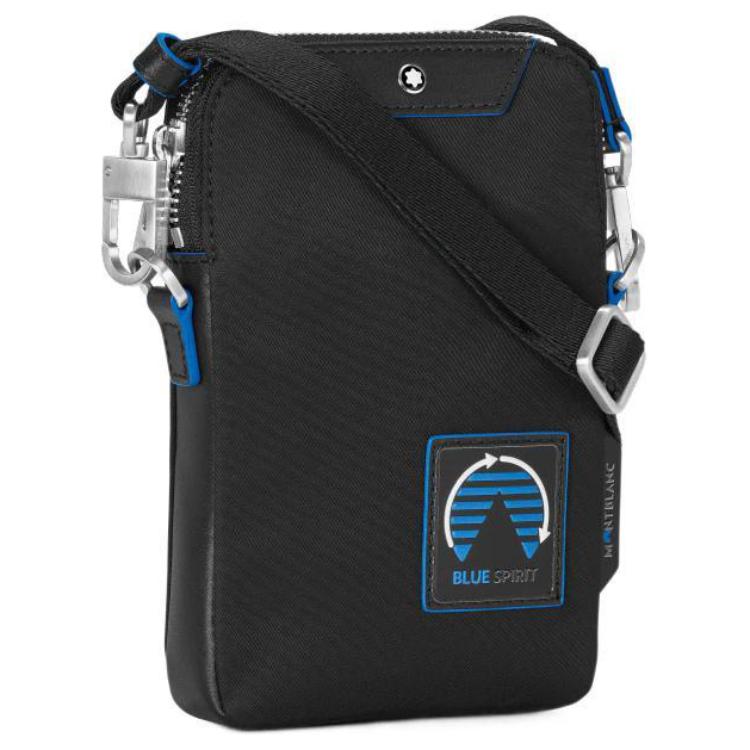 Montblanc Blue Declaration Series Zipper Nylon And Eco-Leather Envelope Bag Mini Men bags Black 129079