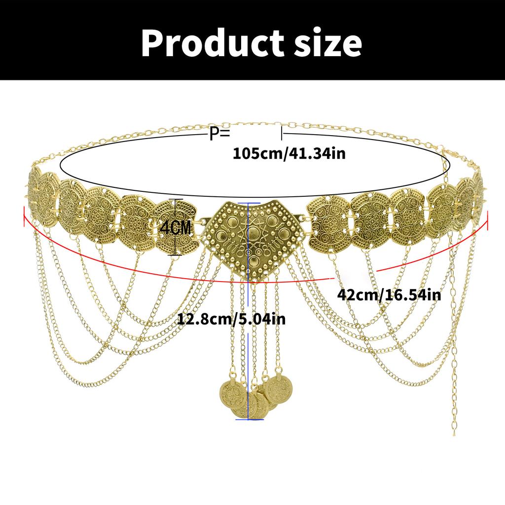 Hollowed Coin Waist Chain Lady Dress Chain Ethnic Waist Jewelry Accessory Aesthetic Chain Belt Party Waist Decoration