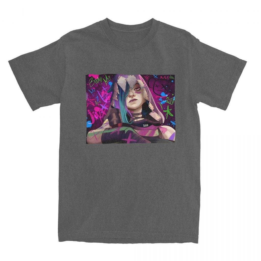 Jinx Arcane Anime T-Shirt Mens Aesthetic 100 Cotton T-Shirts Summer Comfortable Fashion Tee Shirt Design Oversized Tops