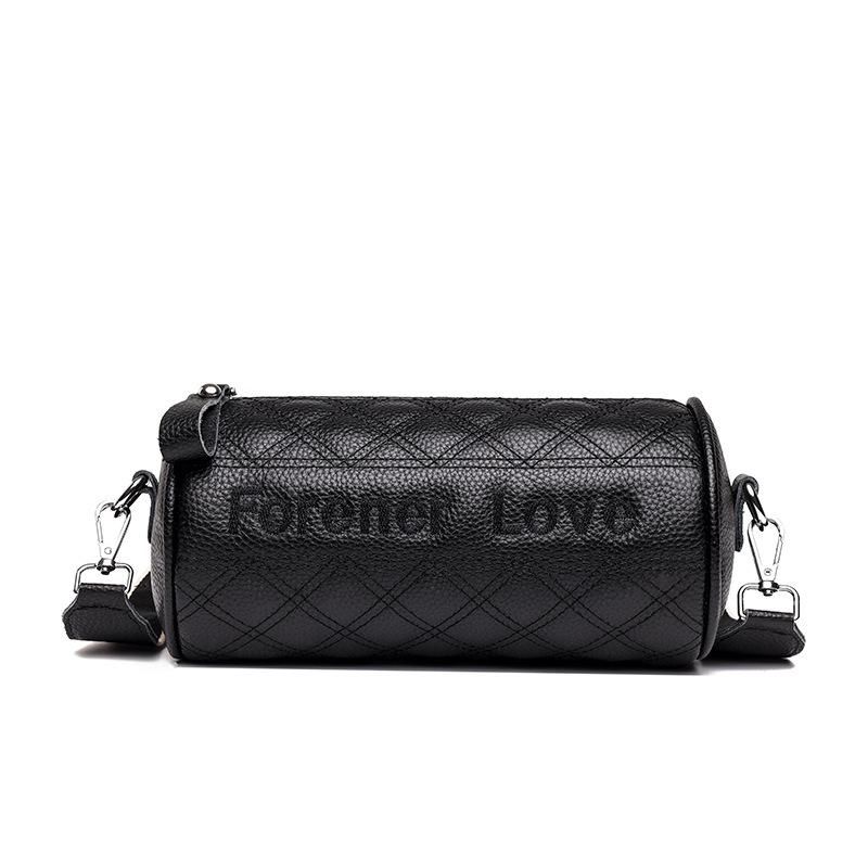 

Мягкая кожаная женская сумка, первый слой, сумка-цилиндр из коровьей кожи, модная, с широким плечевым ремнем, сумка-мессенджер на одно плечо чёрный