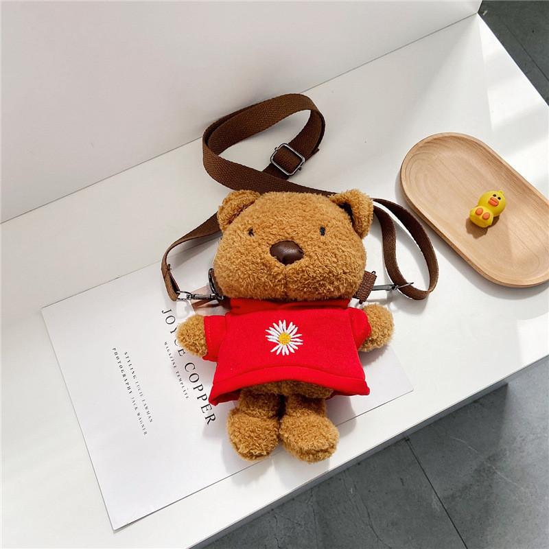 Adorable Plush Shoulder Bag For Kids Cute Teddy Bear Crossbody Mini Purse