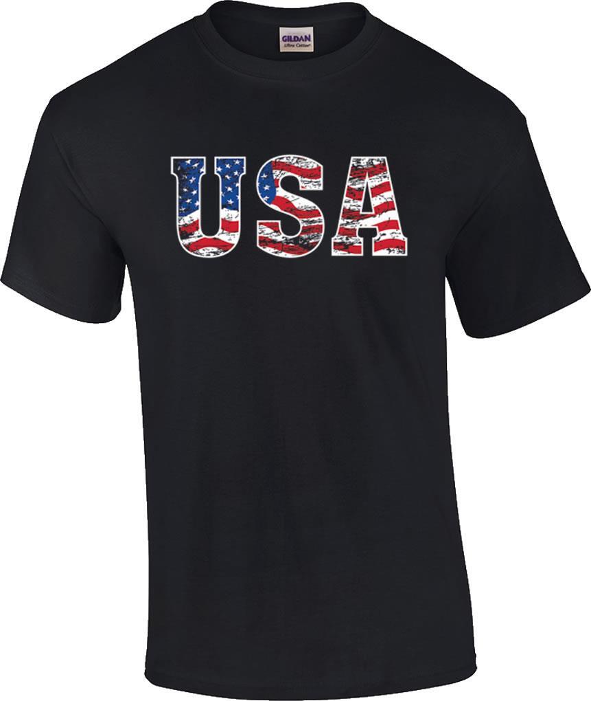 Distressed USA Flag Patriotic American T-Shirt XXL