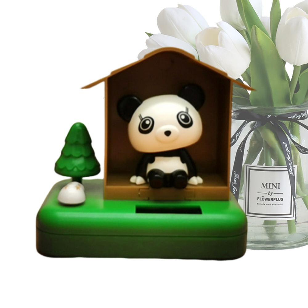 Car Ornaments For Dashboard Bobblehead Panda In Tree House Dashboard Decorations Solar Powered Car Ornaments Decorative Reusable