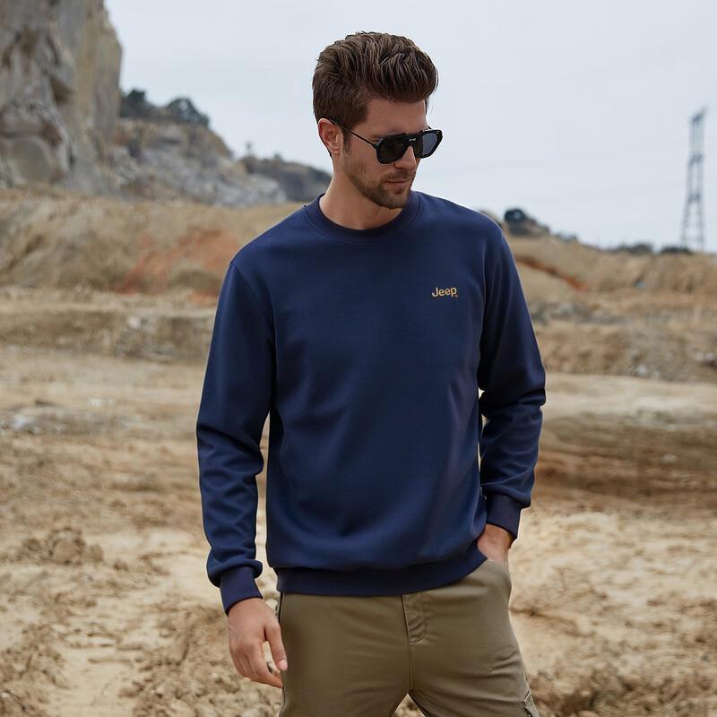 Jeep Men's Casual Loose Fit Crew Neck Sweatshirt