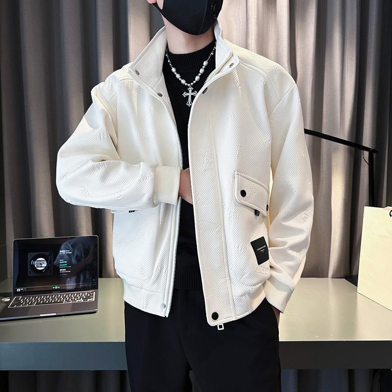 

Мужская модная бейсбольная куртка с воротником-стойкой, новый повседневный топ 2024 года на весну и осень M белый