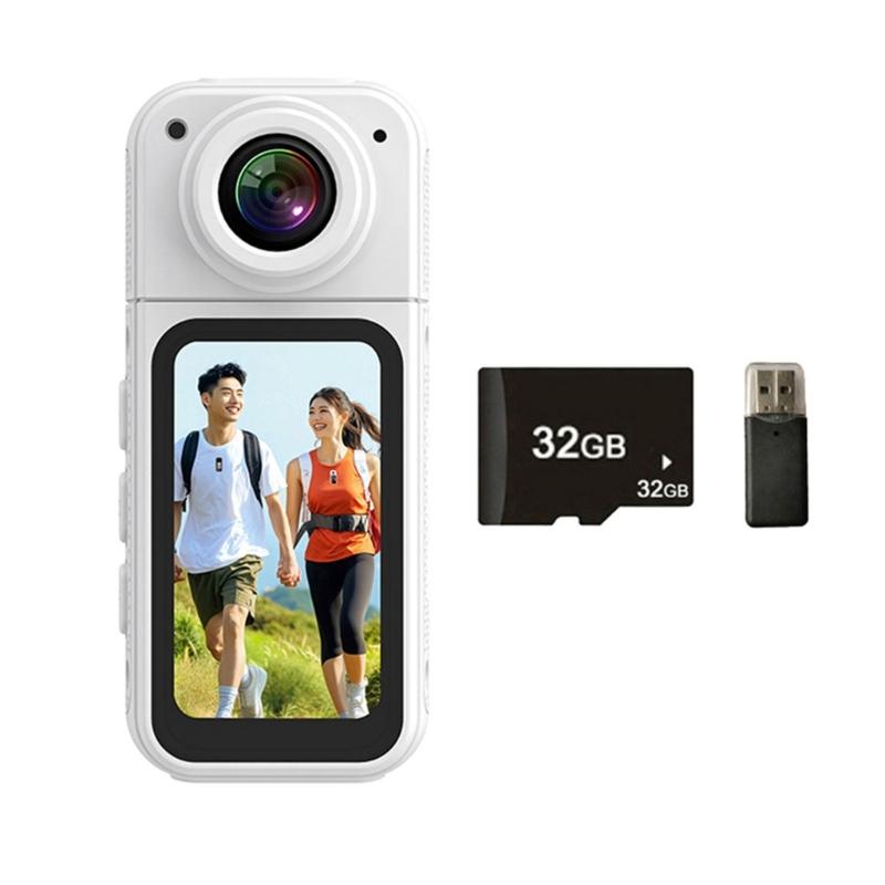 

1080P Thumb Action Camera Wearable Pocket Vlogging Camera Multiple Accessories Mount Portable Camera for Work Cycling білий