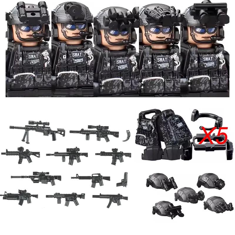 Askeri Ordu Figürleri Yapı Taşları SWAT Hayalet Komando Özel Kuvvetler Askeri Silahlar Silah Şapka Kalkan Kemer AK Mini Tuğlalar Oyuncak