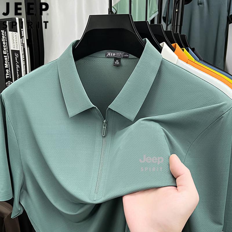 JEEP SPIRIT Men s Summer Half-Zip Polo Shirt L
