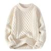 Men's Trendy Loose-Fit Wool Sweater - Round Neck, Solid Color, Knit Base Layer for Teens, Autumn/Winter Style.