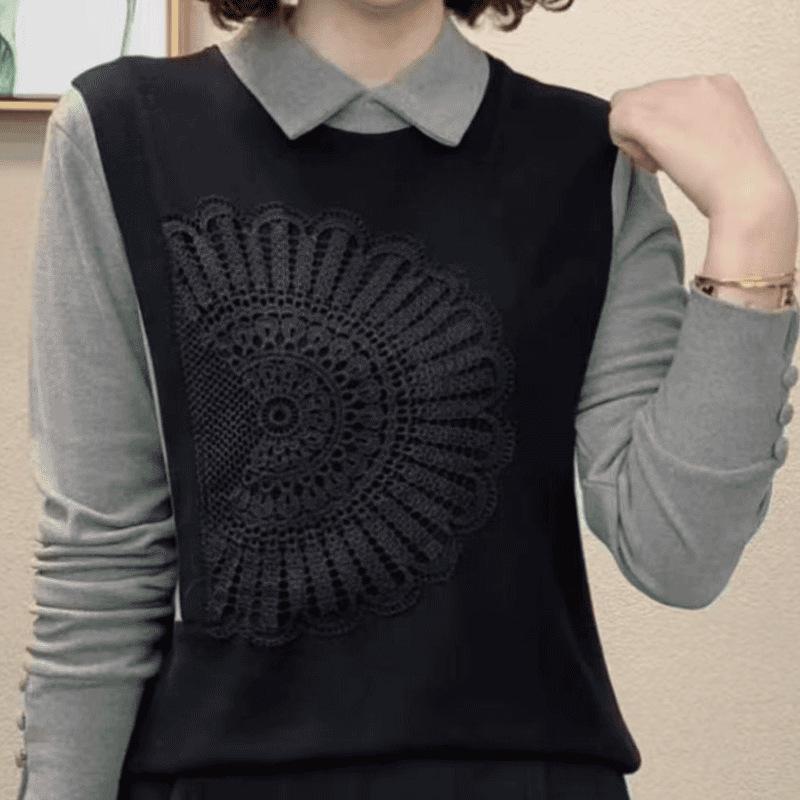 

Stylish Long Sleeve Slimming Winter Top for Women 3XL (130-140 kg) чёрный