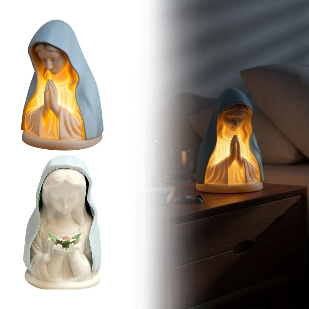 Virgin Mary Prayer Night Light Handcrafted Soft Eye Protection Night Lights Home Decoration Desk Accessories for Reading