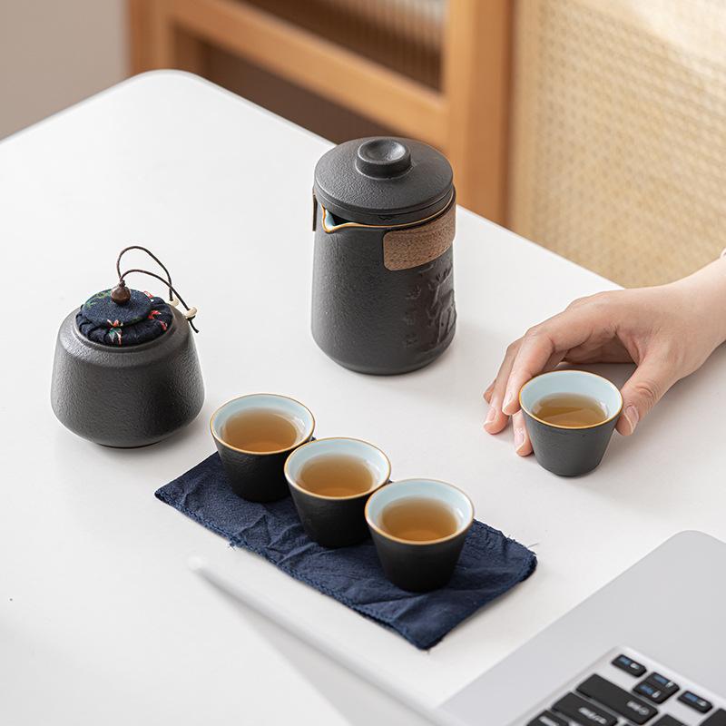 Light Luxury Travel Kung Fu Tea Set Small Set Portable Outdoor Tea Portable Express Cup One Pot Three Cups Gift Box