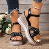 Plus Size Shoes for Women 36-43 Summer Fashion Women Platform Wedges Buckle Strap Non-slip Sandals Casual Women Footwear