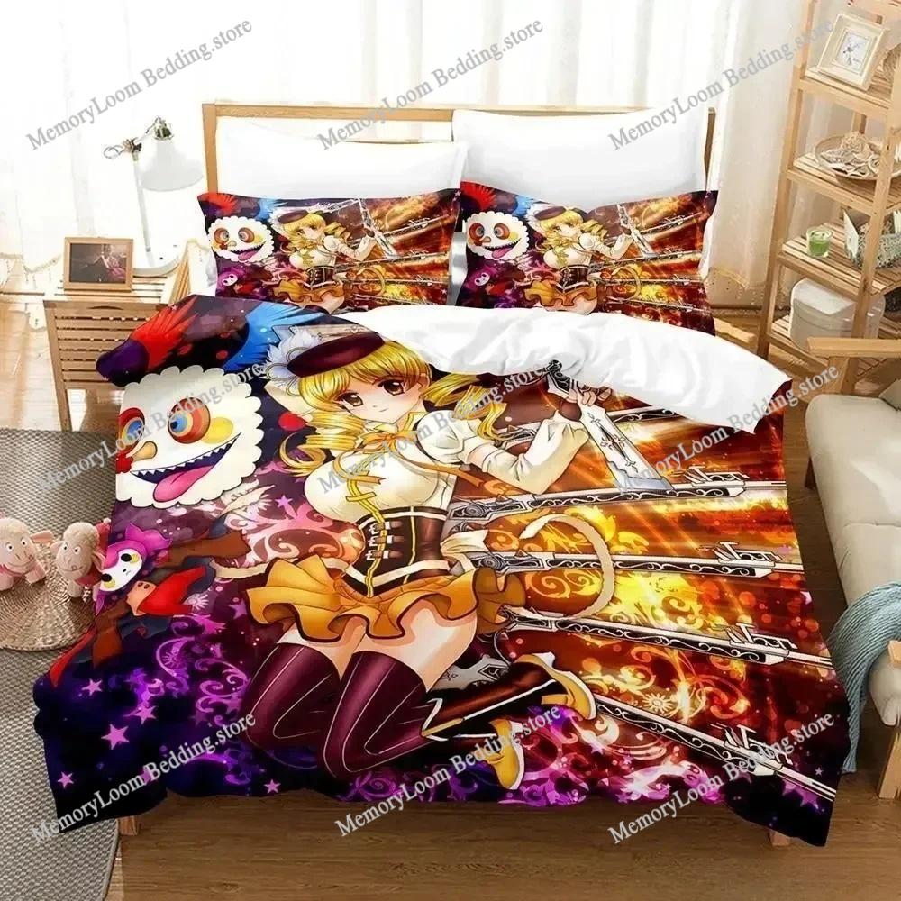 Puella Magi Madoka Magica Cute Bedding Set Cartoon Anime Adult Kid Bedroom Soft Duvet Cover 3D Print Vibrant Kawaii Anime Set