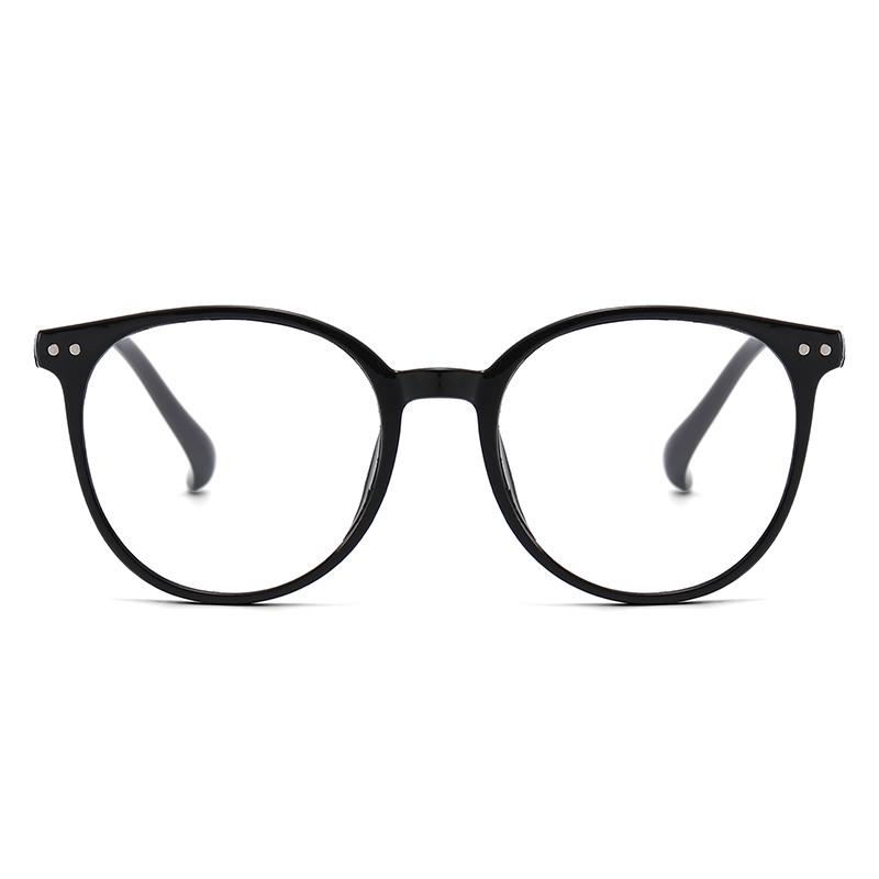 2pcs New Round Glasses Frames Women Anti Blue Light Eyeglasses Tri Color Rivet Design Eyewaer Outdoor Street Shoot Glasses