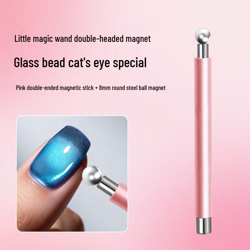 Double-Ended Multi-Functional Cat Eye Nail Art Magnet with Wide French Glass Beads